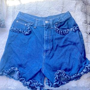 Ruffle denim vintage shorts